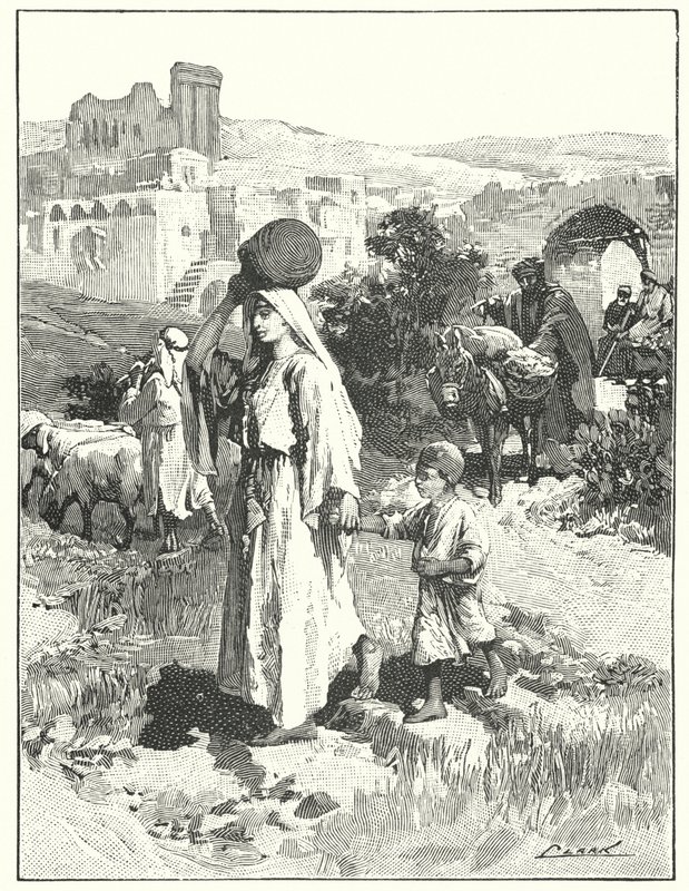Samaritánská vesnice (litho) od Henry Andrew Harper
