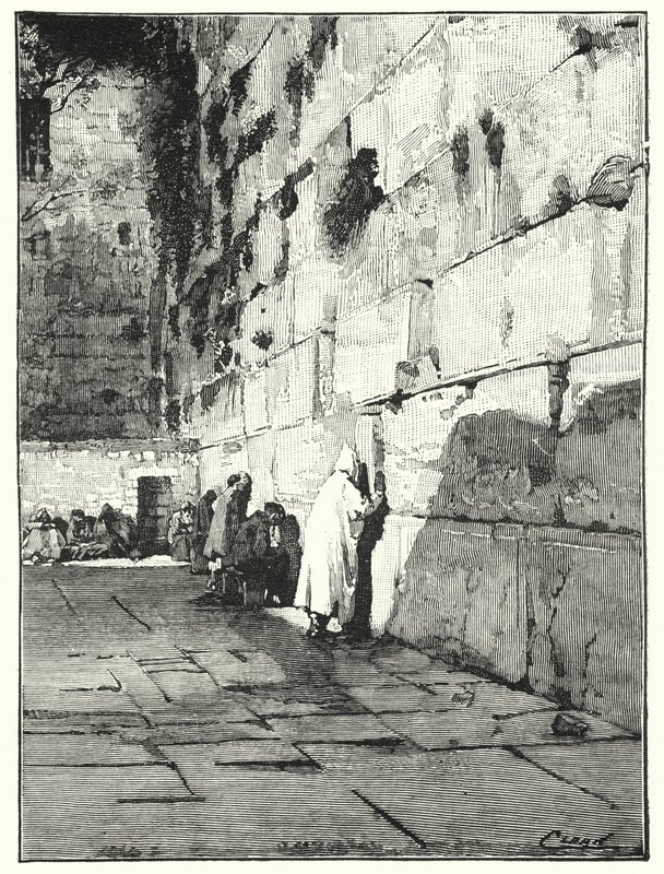 Židovské místo nářků, Jeruzalém (litho) od Henry Andrew Harper