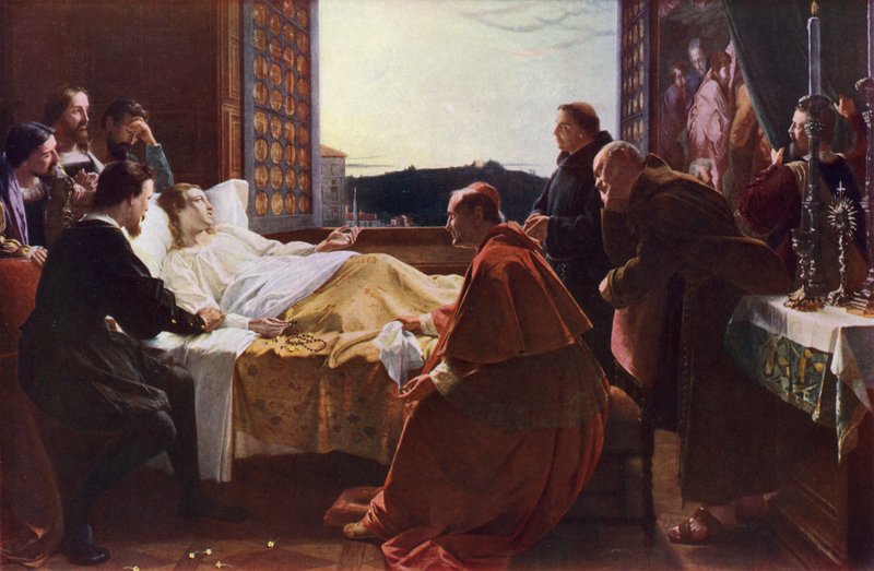 Poslední okamžiky Raphaela (barevné lito) od Henry Melville