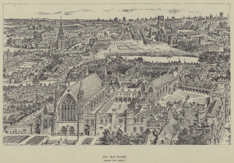 Ely Place, ze západu od Henry William Brewer