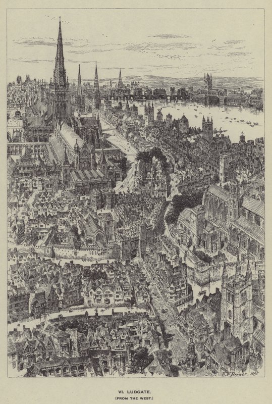 Ludgate ze západu od Henry William Brewer