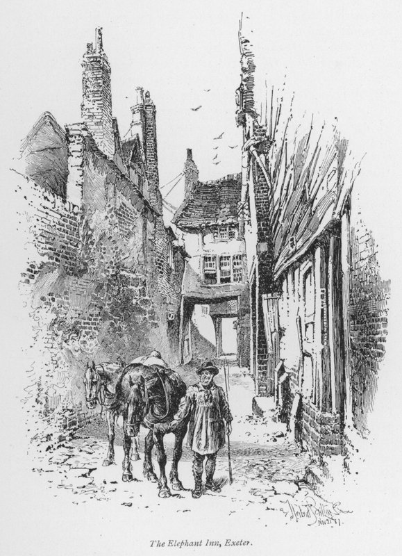 Koučování: The Elephant Inn, Exeter (litho) od Herbert (after) Railton