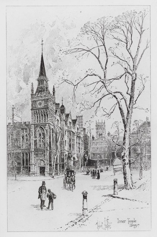 Knihovna Inner Temple (rytina) od Herbert (after) Railton