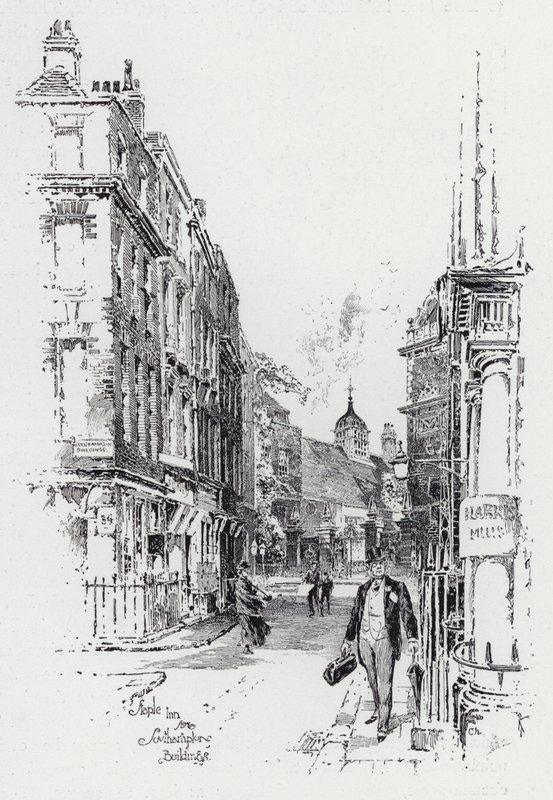 Staple Inn z Southampton Buildings (rytina) od Herbert (after) Railton