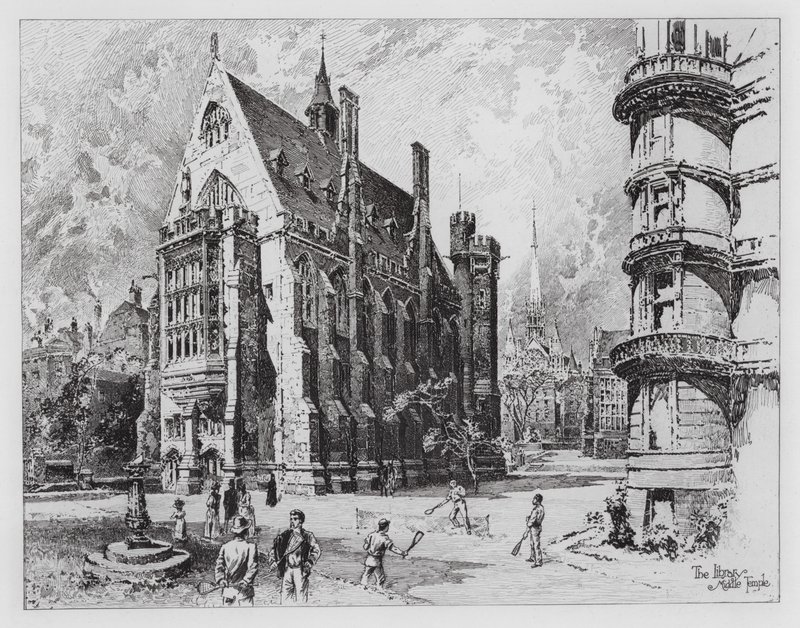 Knihovna, Střední chrám (rytina) od Herbert (after) Railton