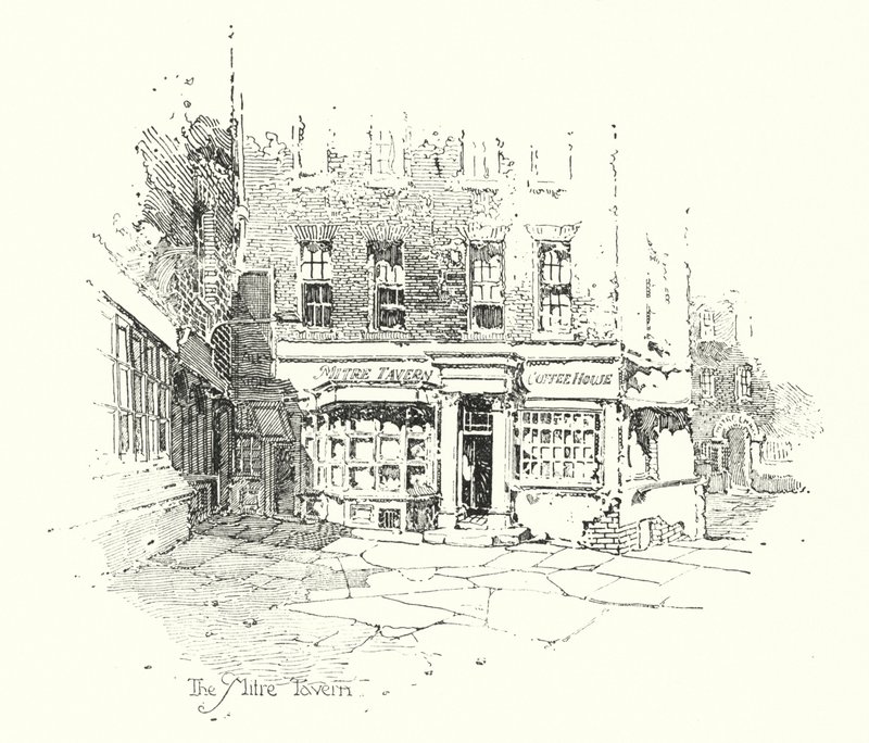 The Mitre Tavern, Londýn (litho) od Herbert (after) Railton