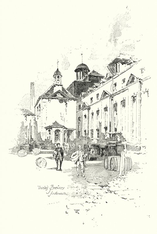Thrale’s Brewery, Southwark, Londýn (litho) od Herbert (after) Railton