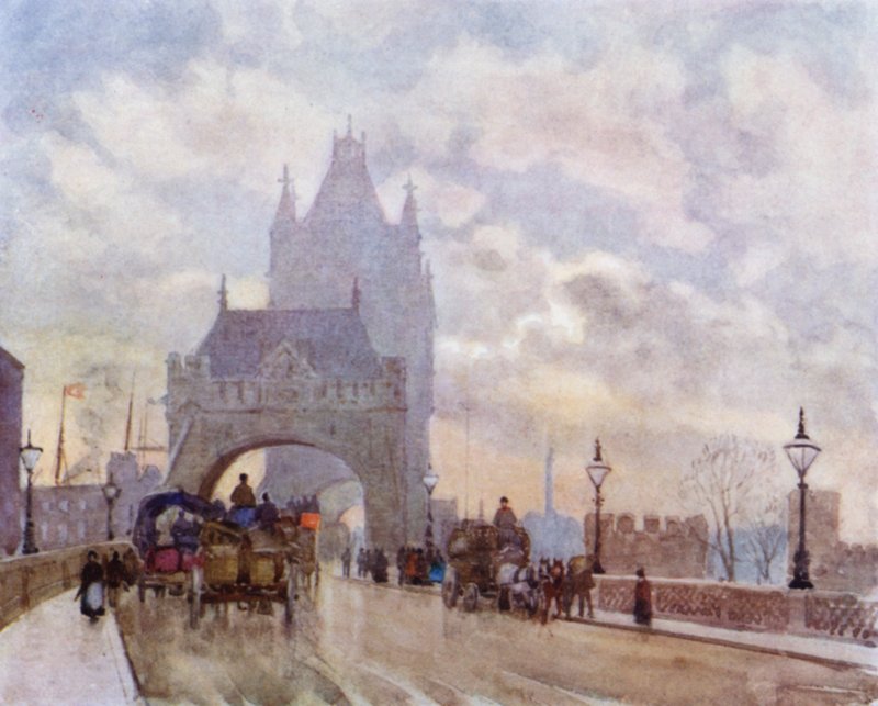 Na Tower Bridge (barevné lito) od Herbert Menzies (after) Marshall