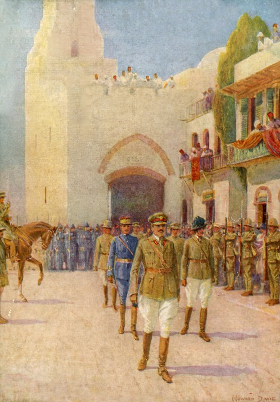 Lord Allenby vjíždí do Jeruzaléma (barva litho) od Howard Davie