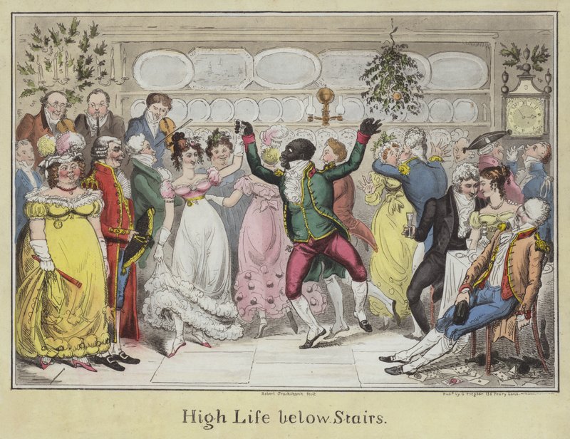 High Life under Stairs (barevný lept) od Isaac Robert Cruikshank
