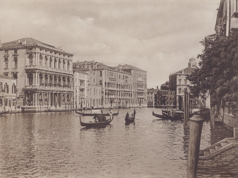 Canal Grande E Palazzo Browning (černobílá fotografie) od Italian Photographer