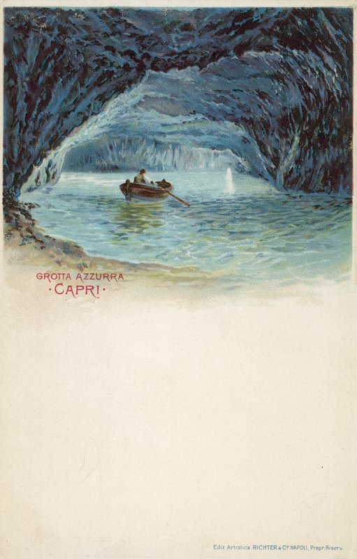Modrá jeskyně, Capri (barevná litografie) od Italian School