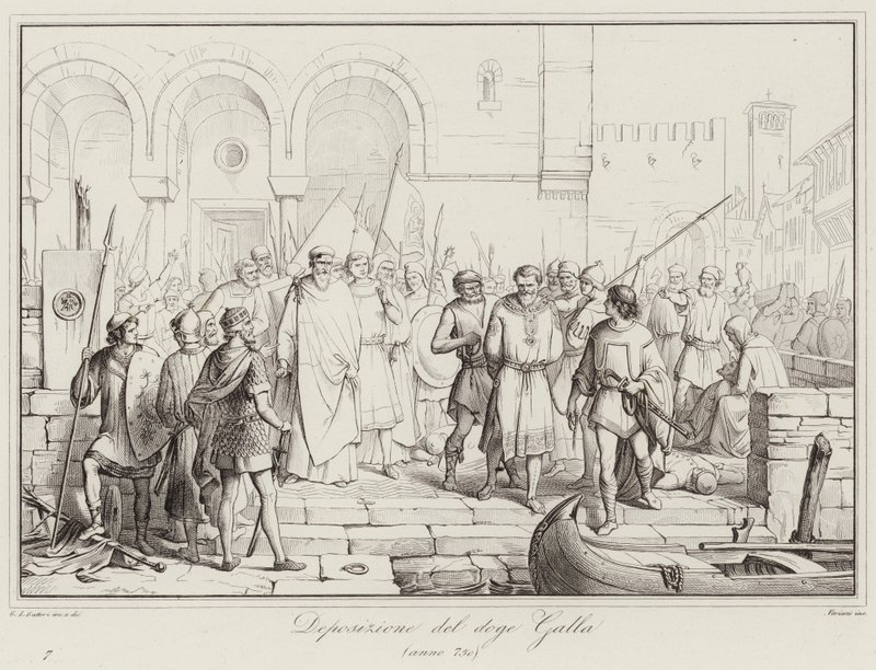 Deposition of Doge Galla, 750 (rytina) od Italian School