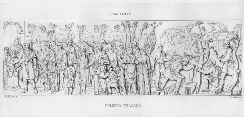 Trajánův sloup (rytina) od Italian School