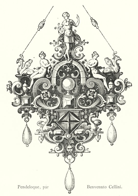 Pendeloque, od Benvenuto Cellini (rytina) od Italian School