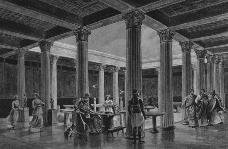 Pompeje: Dům Vettiů (litho) od Italian School