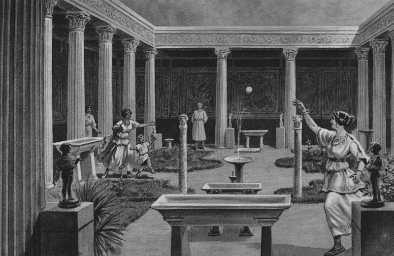 Pompeje: Dům Vettiů (litho) od Italian School