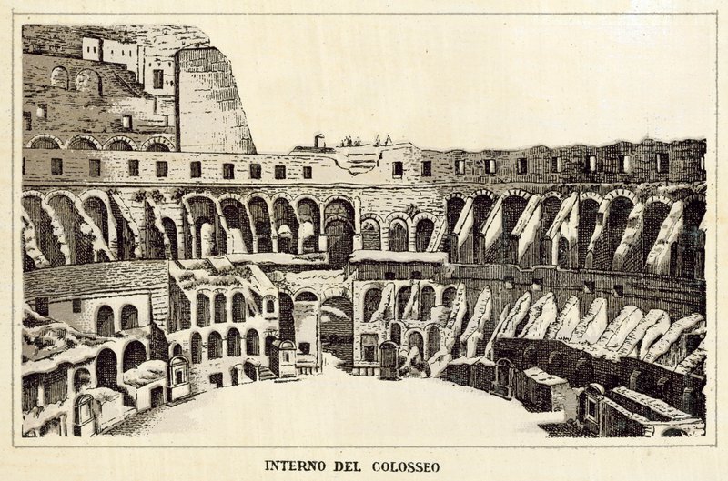 Řím: Interiér Kolosea (litho) od Italian School