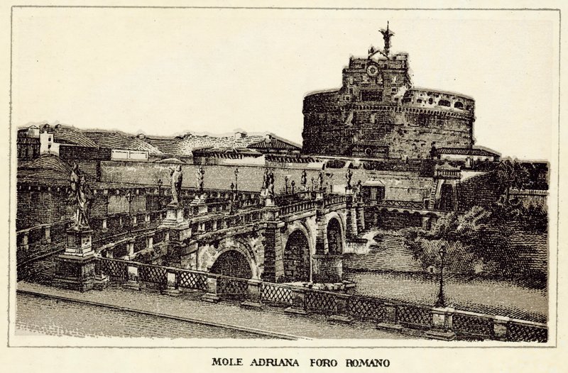 Řím: Mole Adriana Roman Forum (litho) od Italian School