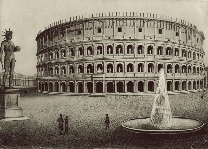 Koloseum obnoveno (litho) od Italian School