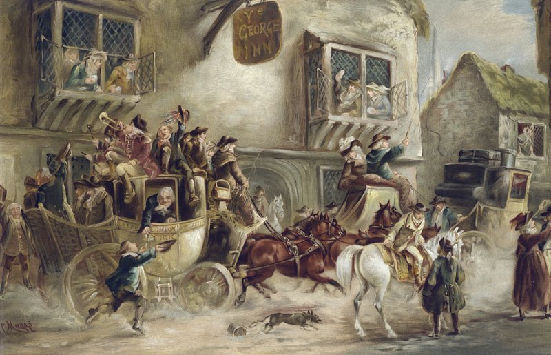 The George Inn, York (chromolitho) od J.C. Maggs