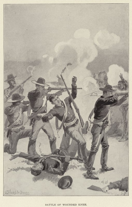 Bitva o Wounded Knee (litho) od J. (after) Steeple Davis