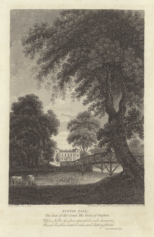 Robert Bloomfield, básník: Euston Hall (rytina) od J. Greig