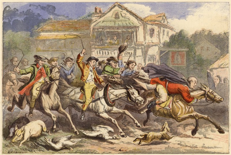 Slavná jízda Johna Gilpina (chromolitho) od J. H. Nicholson