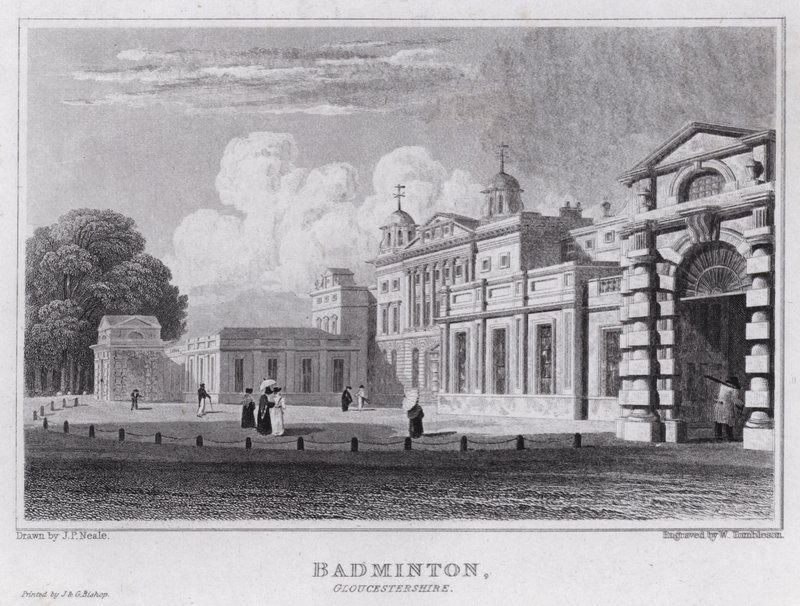 Badminton, Gloucestershire (rytina) od John Preston Neale
