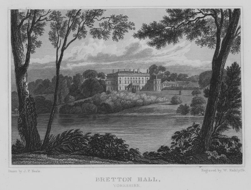 Bretton Hall, Yorkshire (rytina) od John Preston Neale