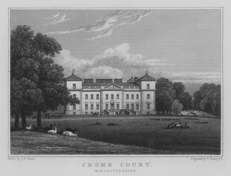 Crome Court, Worcestershire (rytina) od John Preston Neale