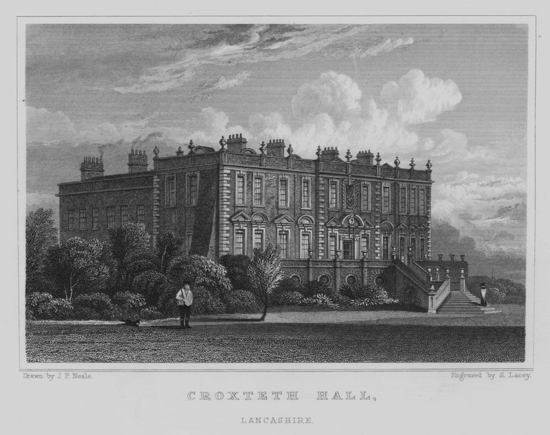 Croxteth Hall, Lancashire (rytina) od John Preston Neale