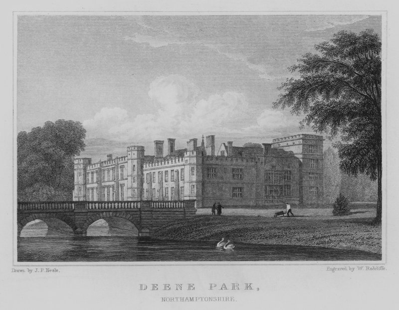 Deene Park, Northamptonshire (rytina) od John Preston Neale