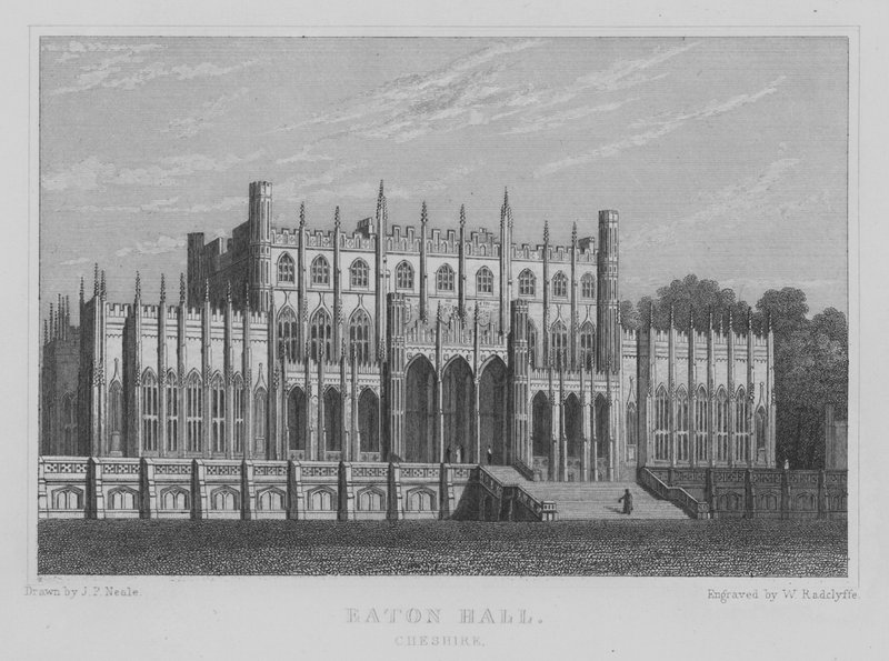 Eaton Hall, Cheshire (rytina) od John Preston Neale
