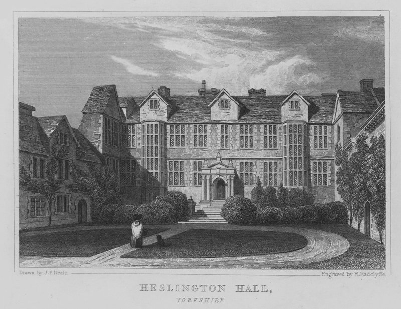 Heslington Hall, Yorkshire (rytina) od John Preston Neale