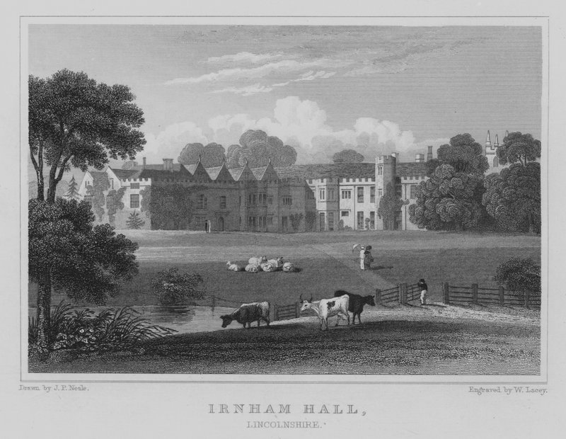 Irnham Hall, Lincolnshire (rytina) od John Preston Neale