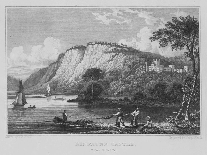 Kinfauns Castle, Perthshire (rytina) od John Preston Neale