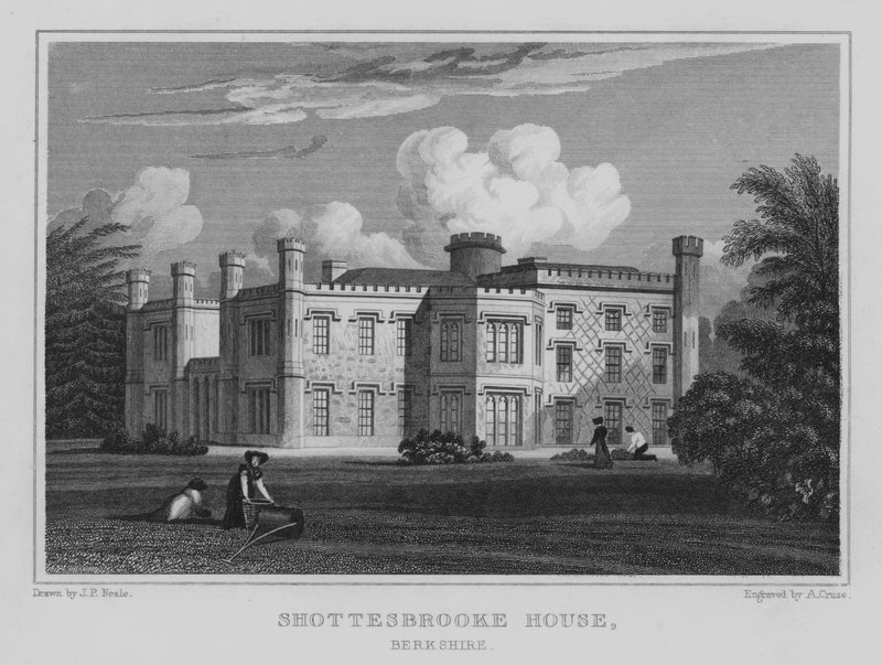 Shottesbrooke House, Berkshire (rytina) od John Preston Neale