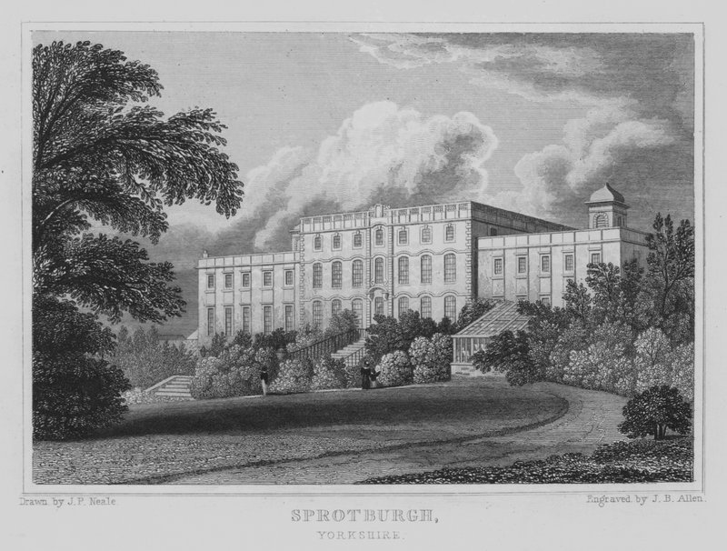 Sprotburgh, Yorkshire (rytina) od John Preston Neale