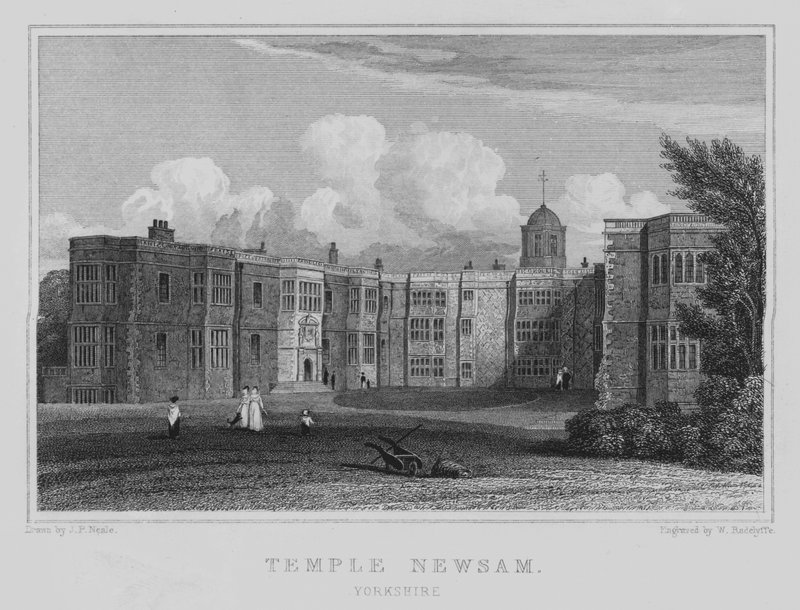 Temple Newsam, Yorkshire (rytina) od John Preston Neale