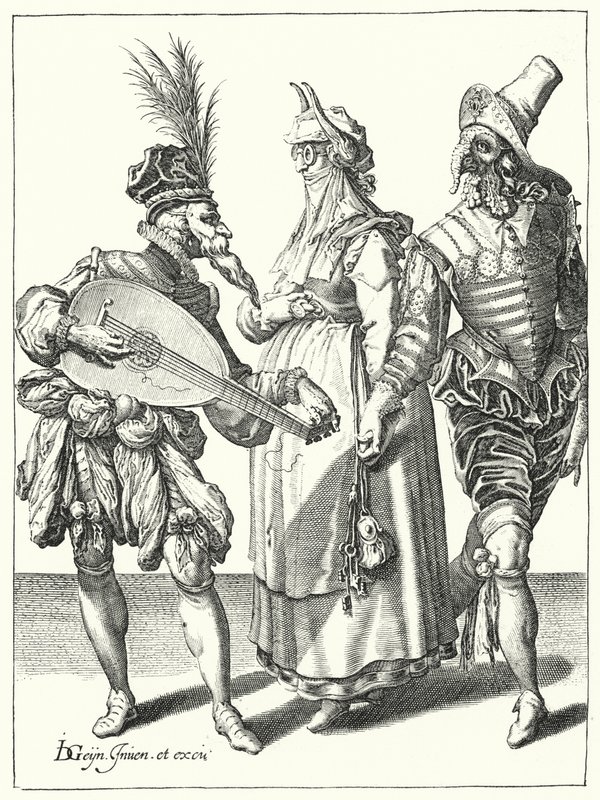 Maškaráda (rytina) od Jacques II de Gheyn