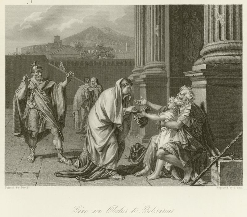 Belisarius prosí o almužnu od Jacques Louis David