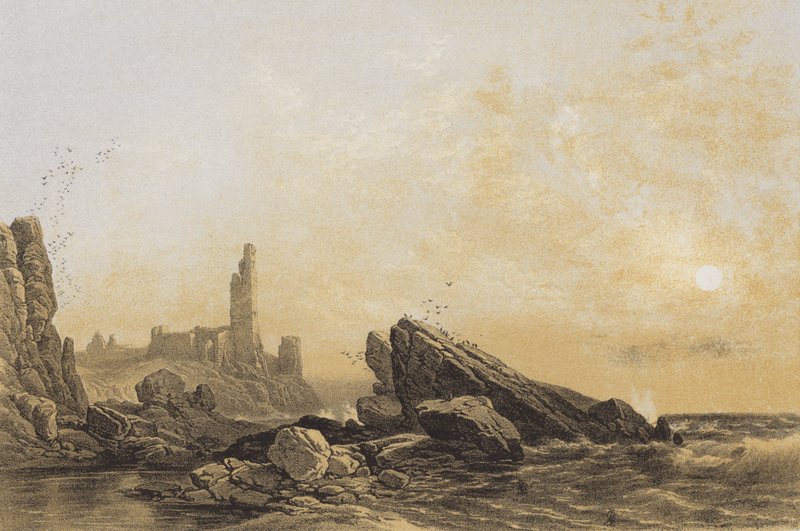 Hrad Dunure (chromolitho) od James Duffield Harding