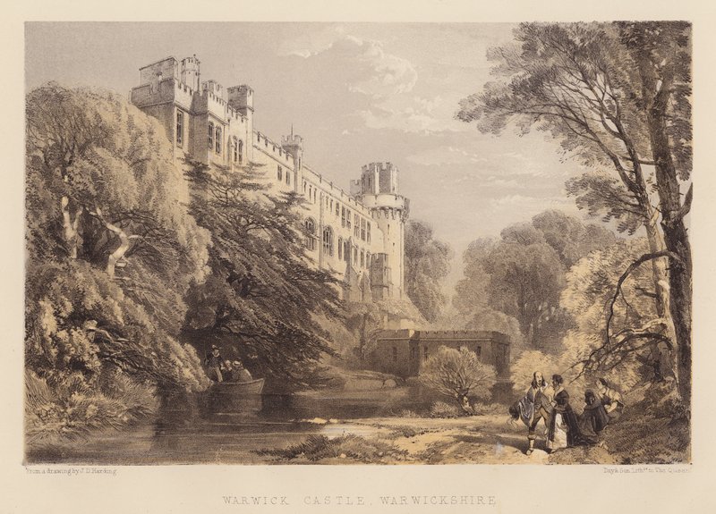 Hrad Warwick, Warwickshire (akvatinta) od James Duffield Harding