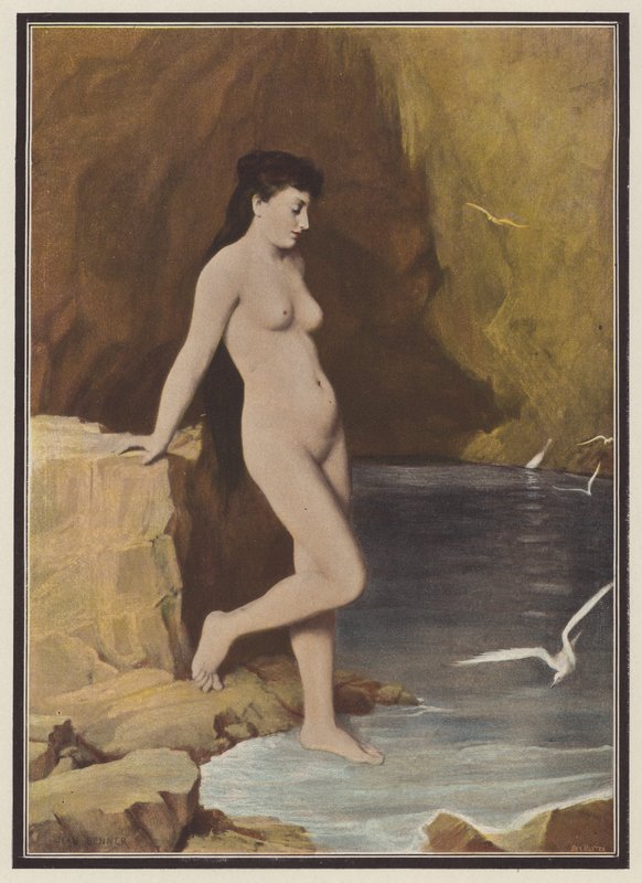 Nymfa v jeskyni (barva litho) od Jean Benner