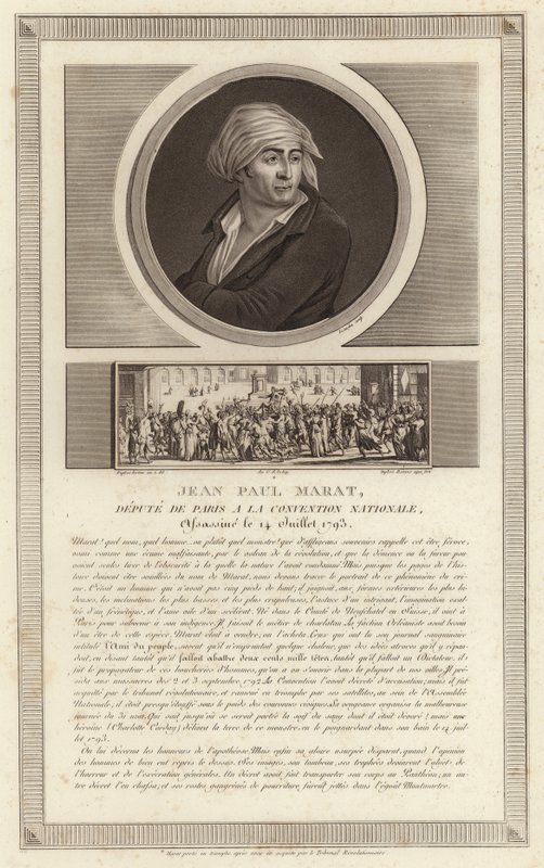 Portrét Jean-Paul Marat od Jean Duplessi Bertaux