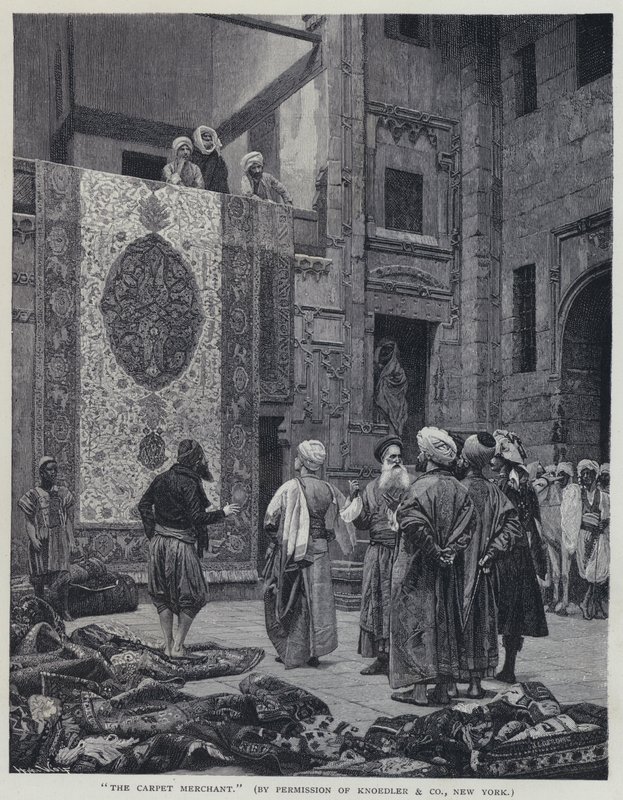 Obchodník s koberci (litho) od Jean Leon (after) Gerome