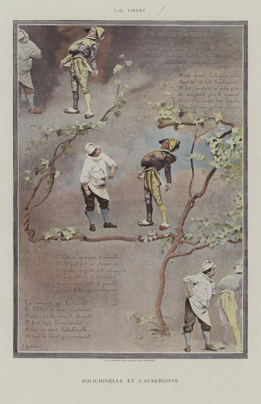 Polichinelle a hostinský od Jehan Georges Vibert