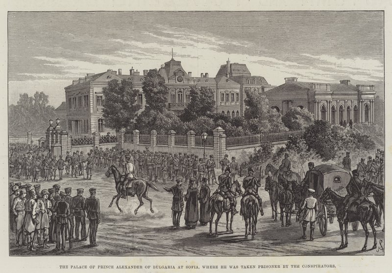 Palác bulharského knížete Alexandra v Sofii, kde byl spiklenci zajat. od Johann Nepomuk Schonberg