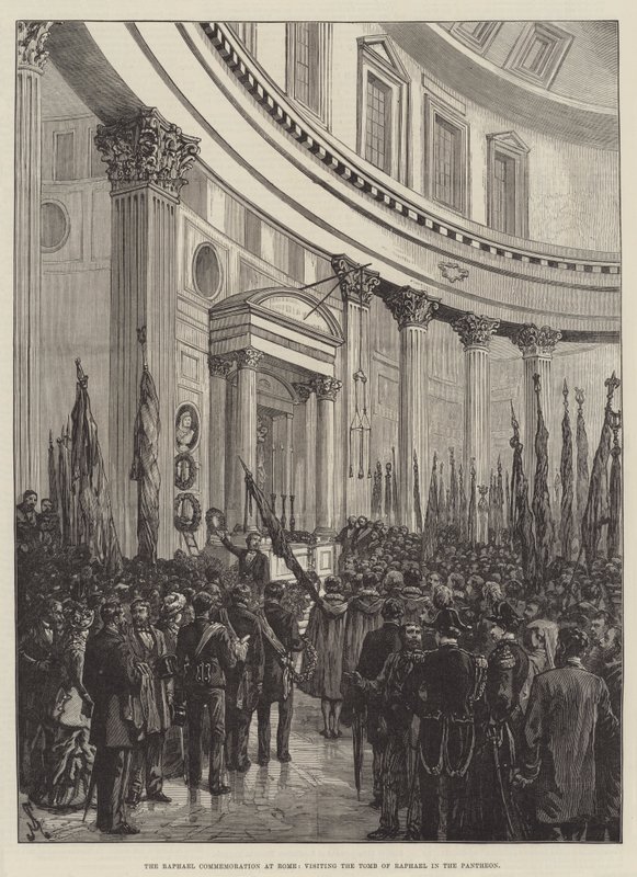 Raphael Commemoration v Římě, návštěva hrobky Raphael v Pantheonu od Johann Nepomuk Schonberg